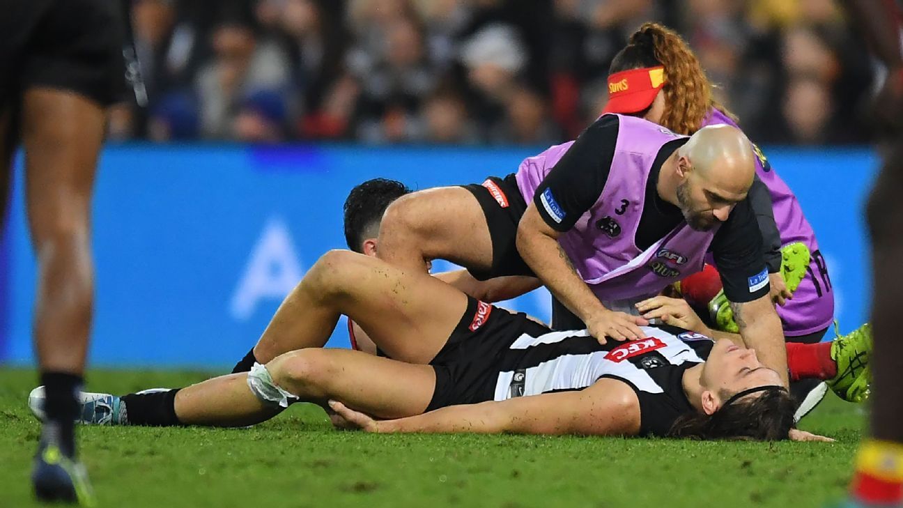 AFL injuries Collingwood Magpies defender Darcy Moore receives good