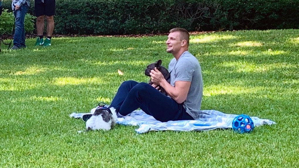 Tom Brady Reunites with Rob Gronkowski for Some Beach Day Football