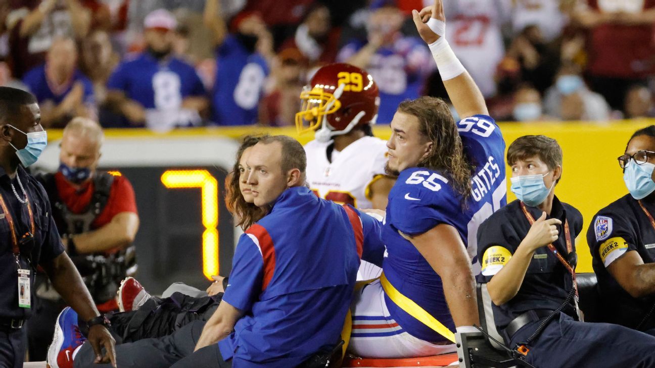 Giants OL Nick Gates activated year after breaking leg, source says