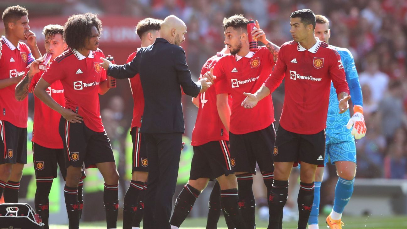 Manchester United's Cristiano Ronaldo leaves the field at the end