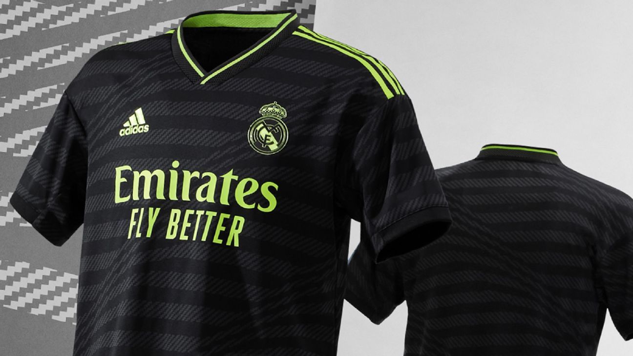Real Madrid's black 2022-23 third kit inspired by the magic of the Bernabeu  - ESPN