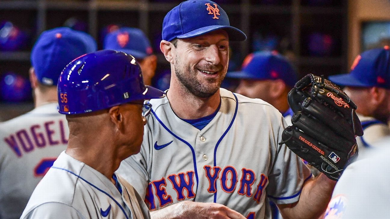 Max Scherzer #21 - Game Used Road Grey Jersey - Earns 200th Career MLB Win  - Mets Clinch Playoff Spot for 2022 - 6 IP, 0 ER, 9 K's - 9/19/22 - Mets  vs. Brewers - Mets Win 7-2