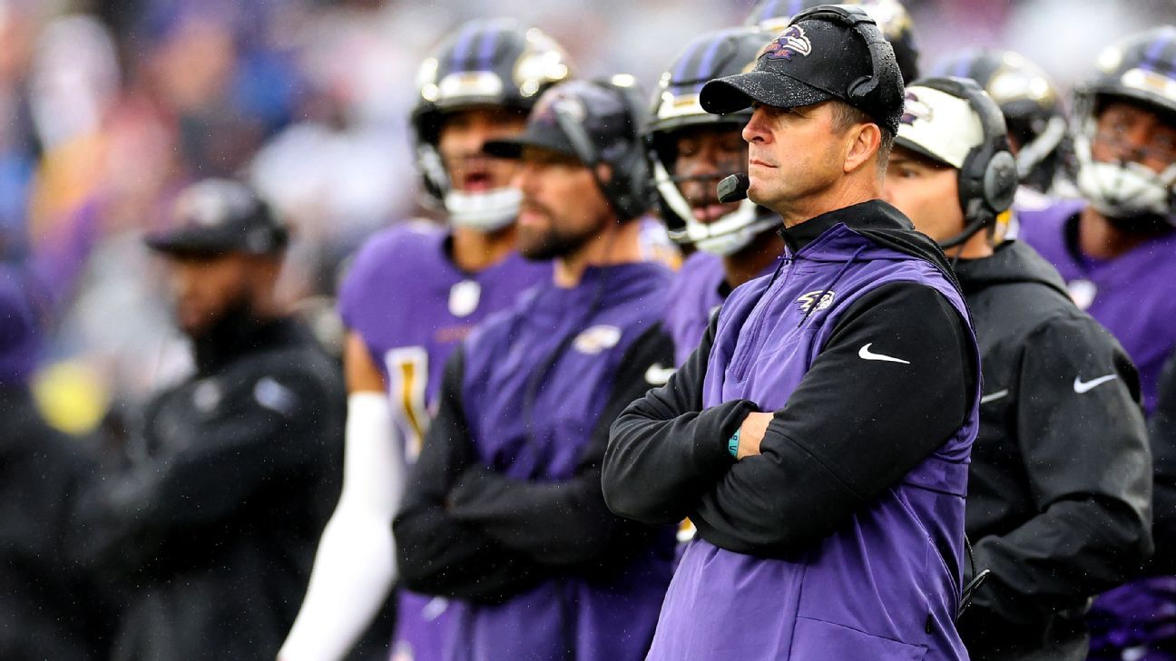 Baltimore Ravens' John Harbaugh defends going for TD over field goal on 4th down..