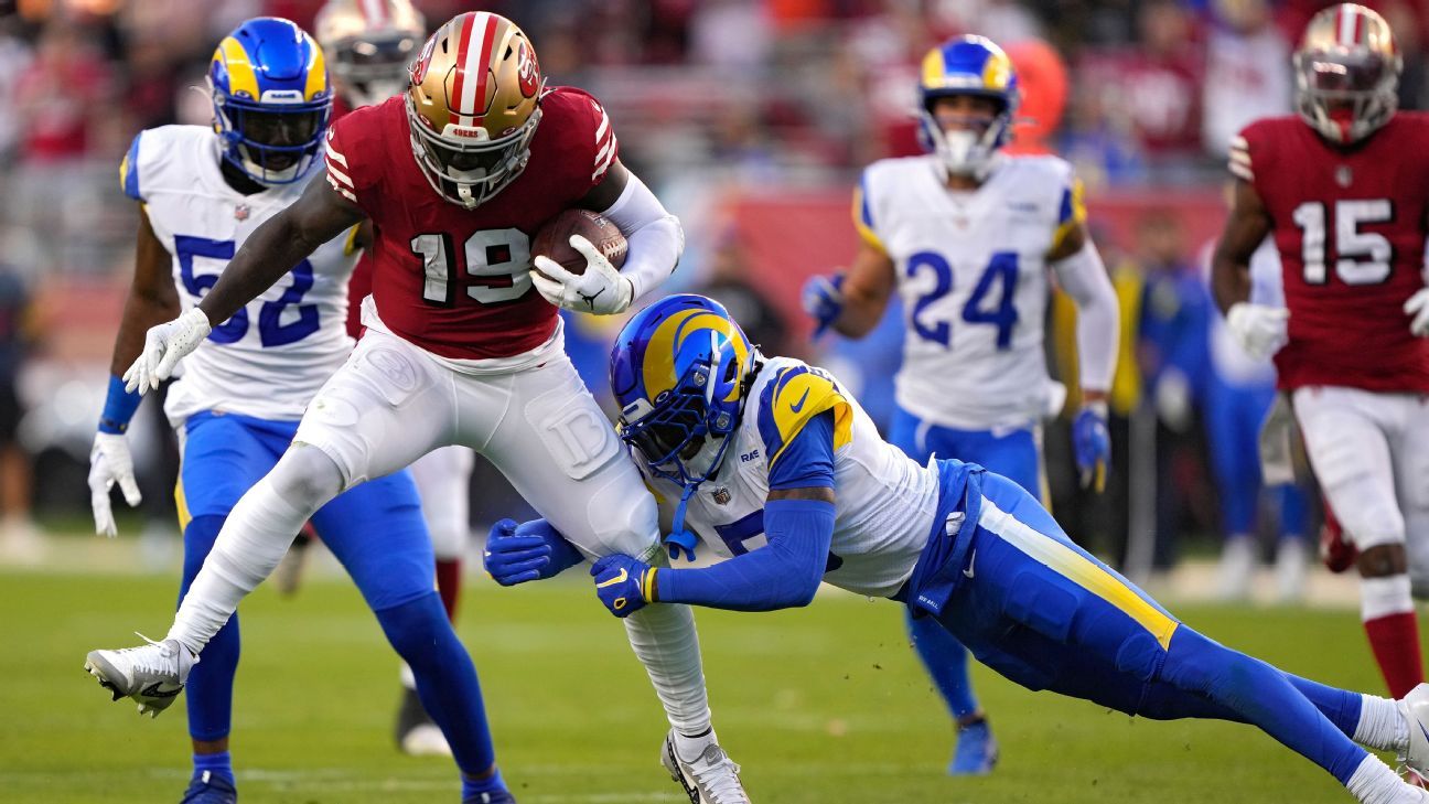 49ers' Deebo Samuel takes huge shot on pass play vs Rams