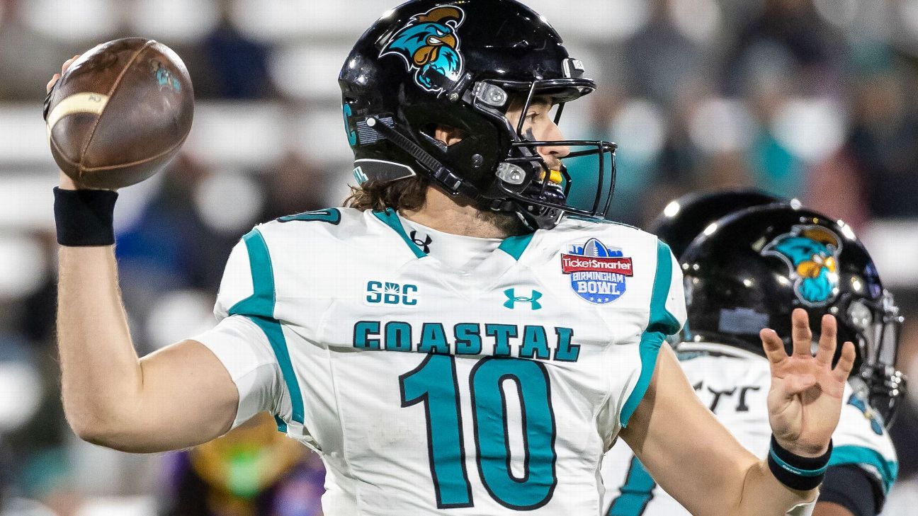 Coastal Carolina QB McCall, in transfer portal, injured in bowl