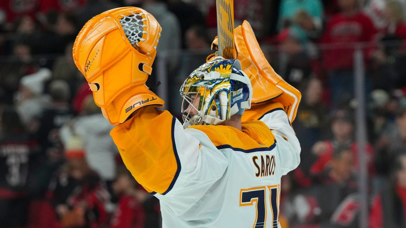HAVE YOURSELF A NIGHT JUUSE SAROS! The @predsnhl All-Star becomes just the  second goaltender in NHL history to record 64+ saves in a game…