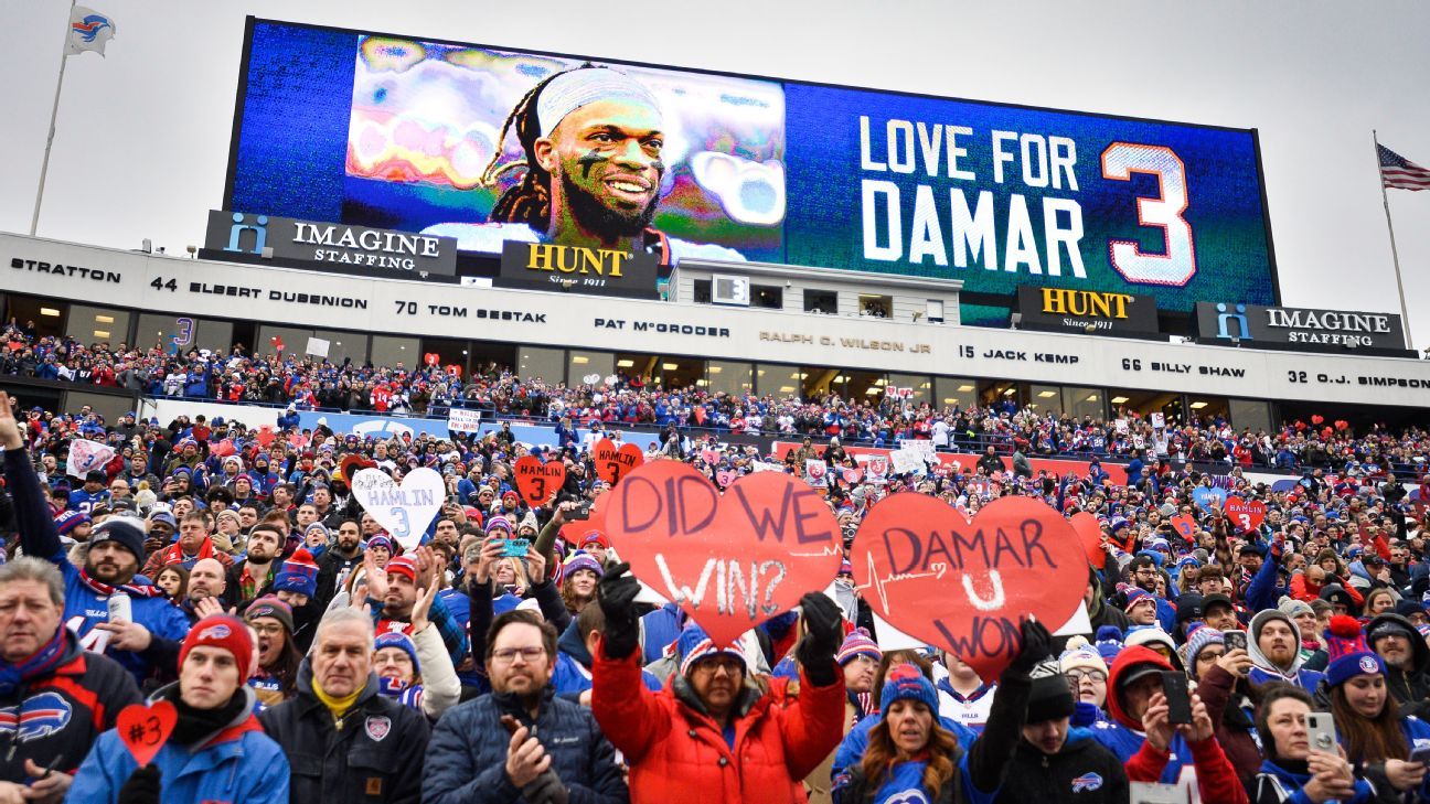 Inside the Bills' emotional day with Damar Hamlin, 430 miles away, on their  minds