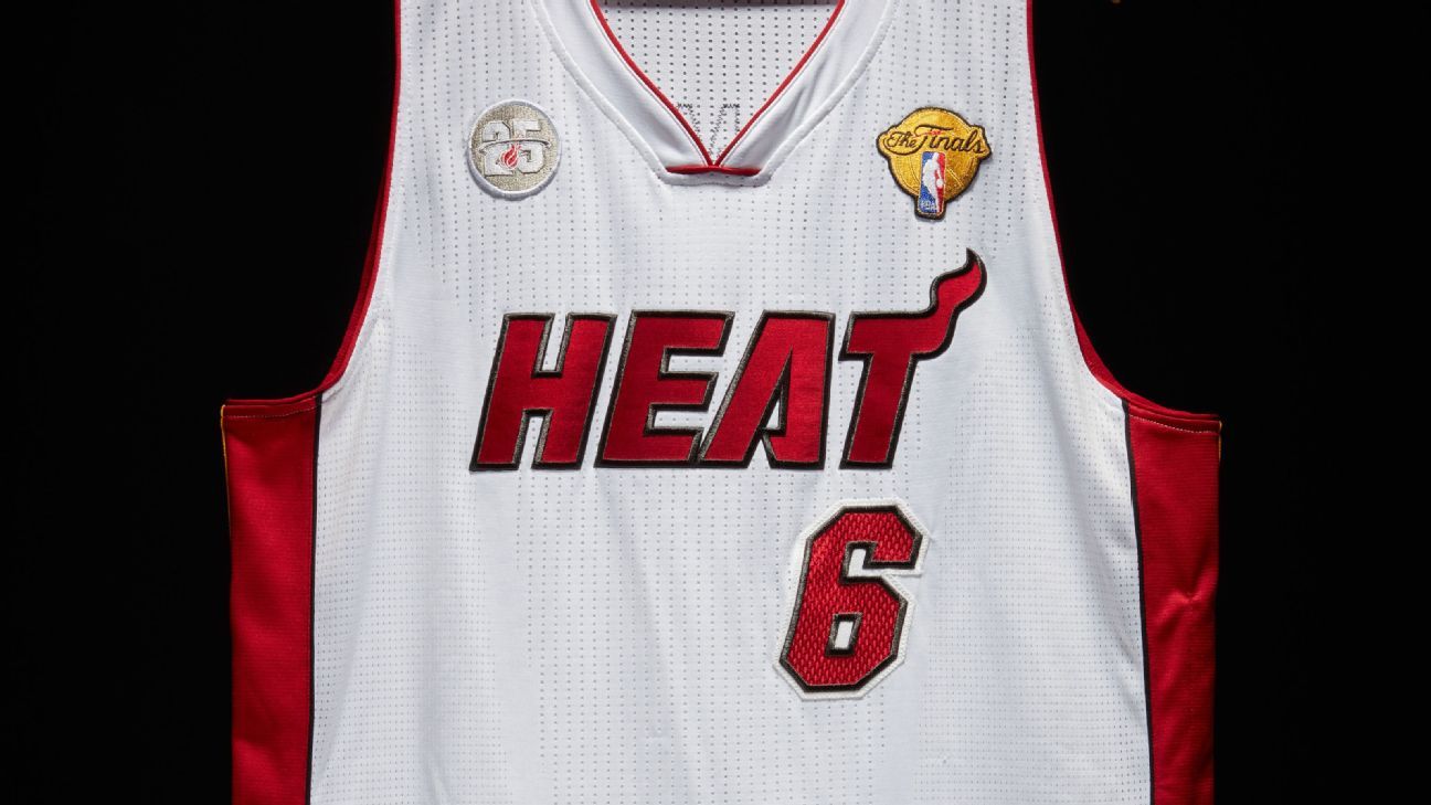 LeBron James Signed Miami Heat 10th Anniversary Stats Jersey