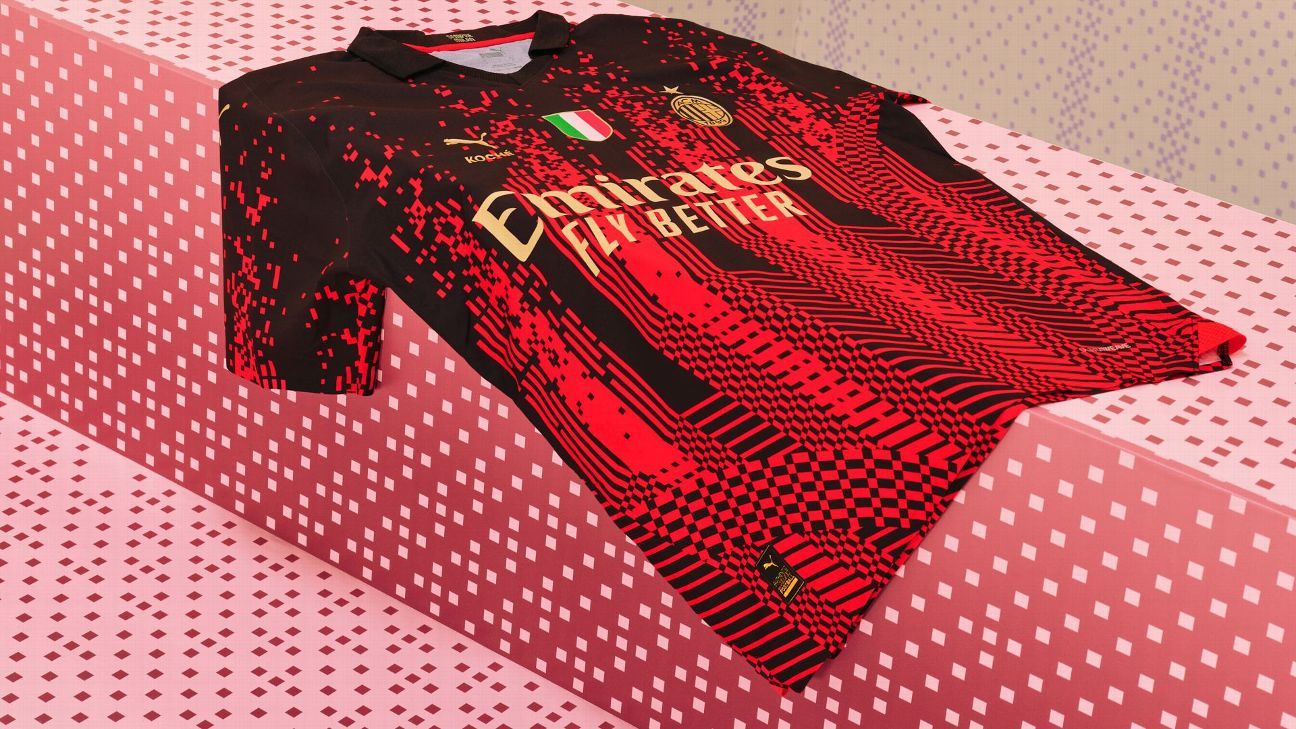 AC Milan kit re-imagines stripes in gloriously retro 8-bit - ESPN