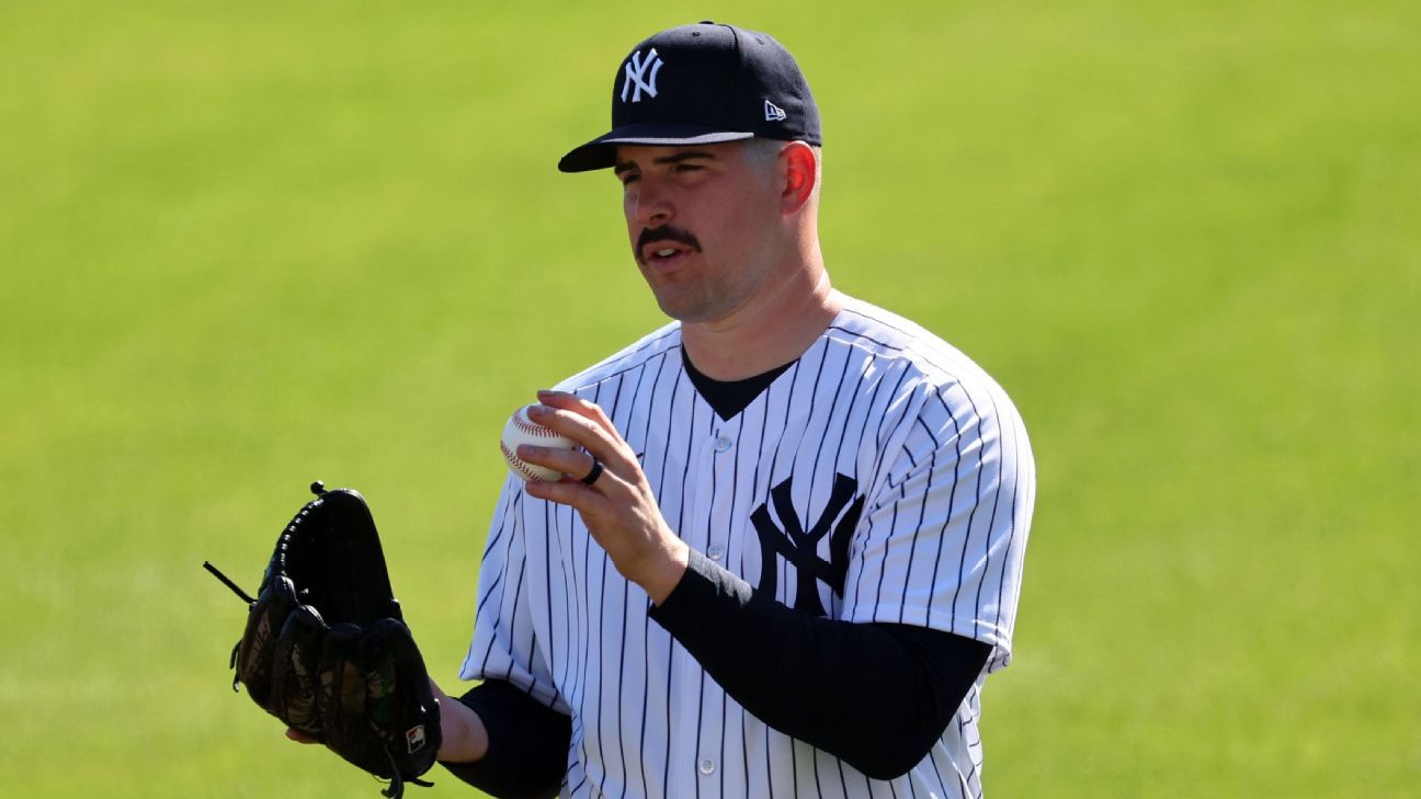 Yankees' Carlos Rodon throwing but delayed by back tightness, National  Sports