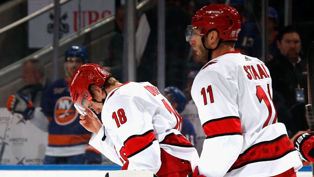 Hurricanes' Drury back skating after Game 4 hit