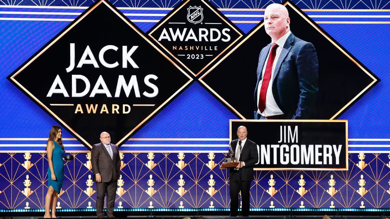 NHL Coach of the Year Jim Montgomery thanks the support system after struggling with alcohol