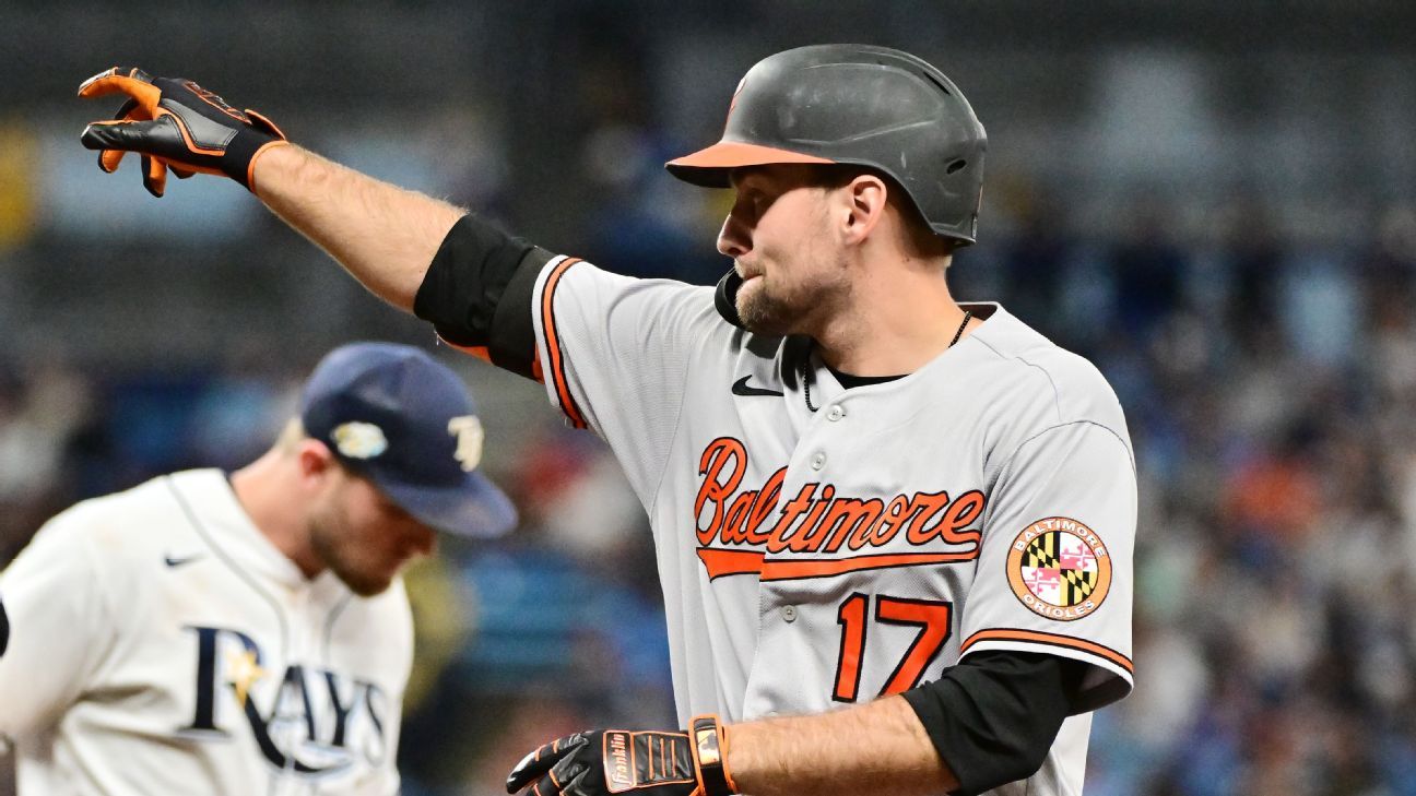 Orioles players Adley Rutschman, Félix Bautista, Yennier Cano