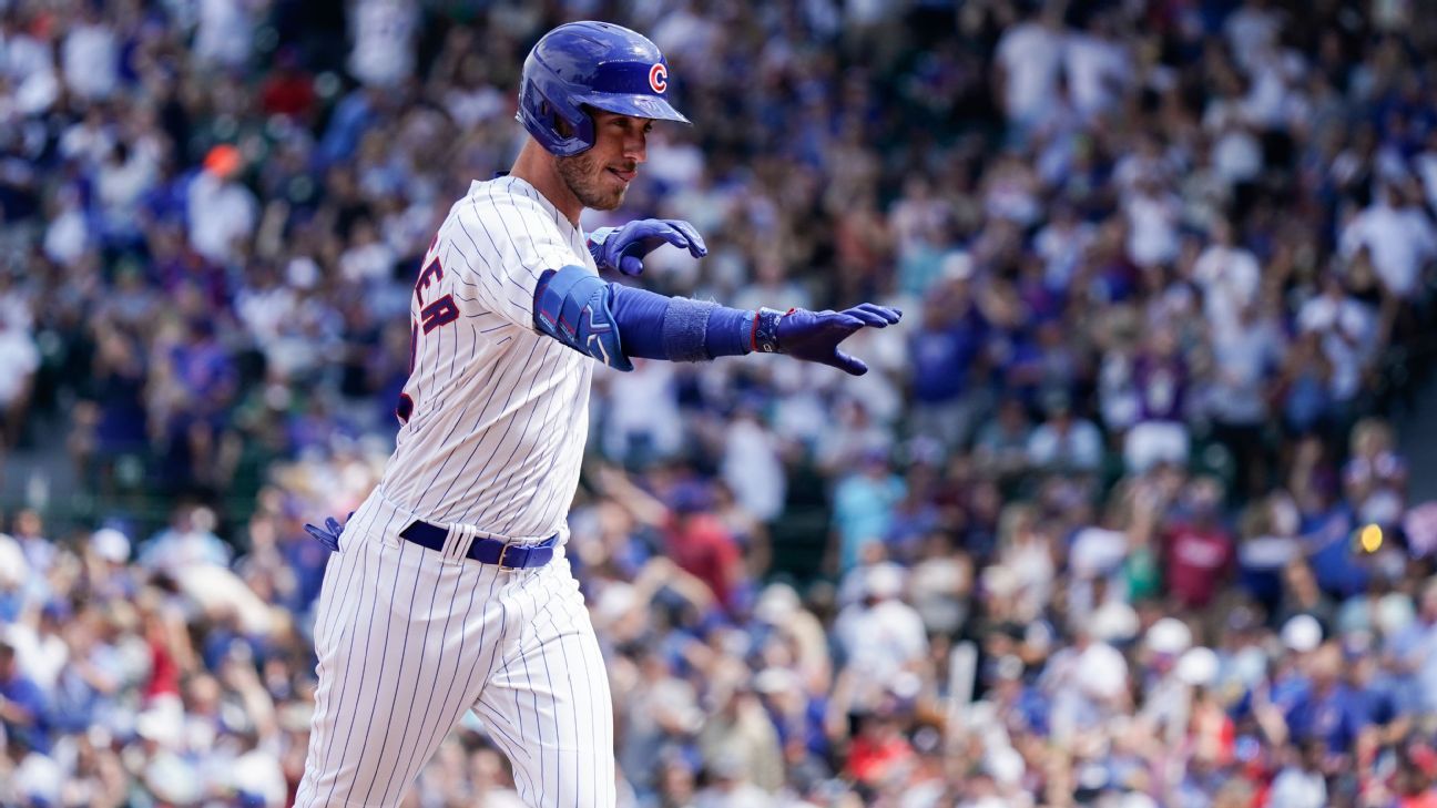 Watch Chicago Cubs center fielder Cody Bellinger hit first home