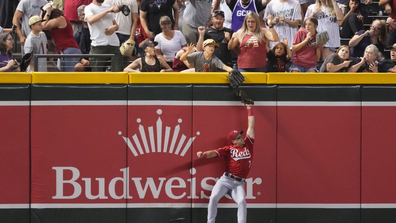 D-backs fan, child robs Reds OF of home run catch