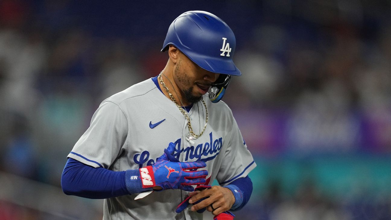 What happened to Mookie Betts? Dodgers' $365,000,000 MVP front-runner  leaves Marlins game on crutches