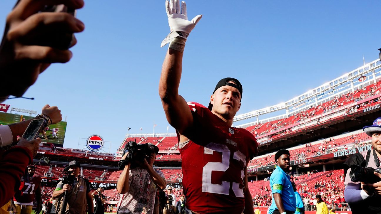 Christian McCaffrey scores 4 TDs to lead the 49ers past the