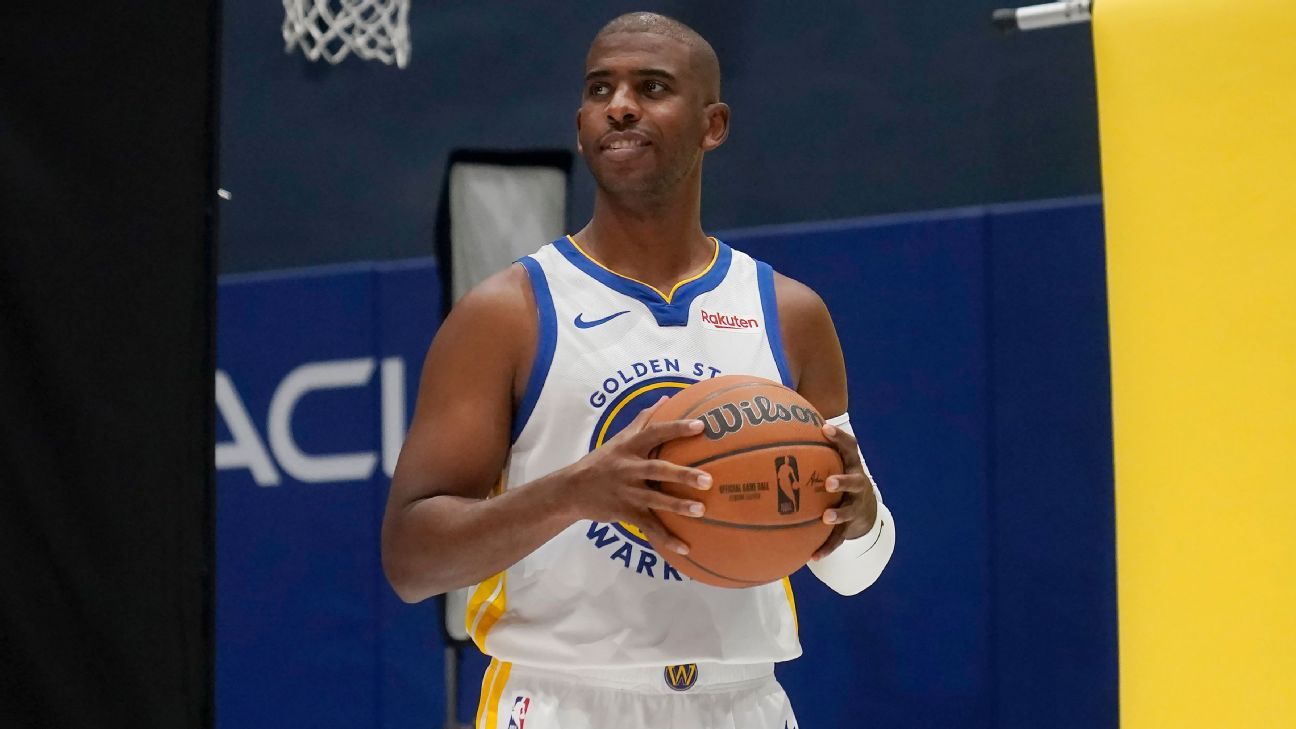 Chris Paul looks to push the ball in a Clipper blue jersey