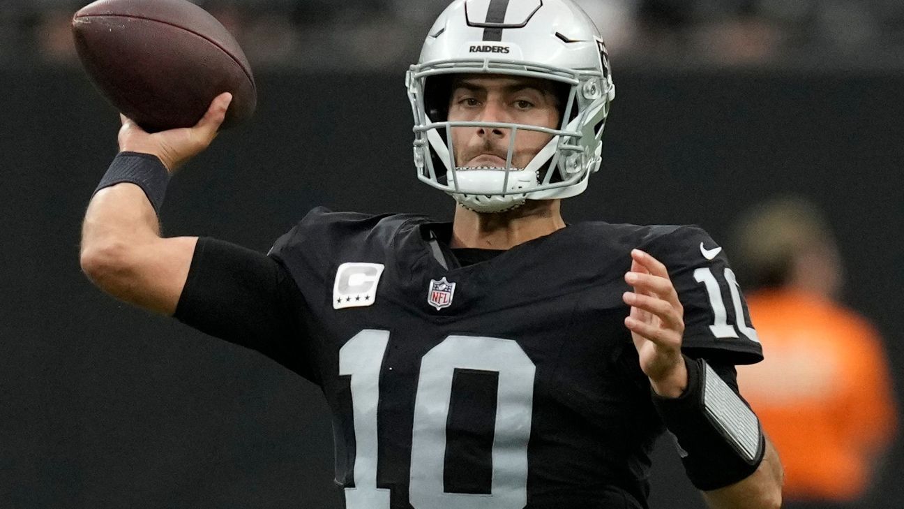 Raiders' Jimmy Garoppolo misses practice with back injury, Raiders News