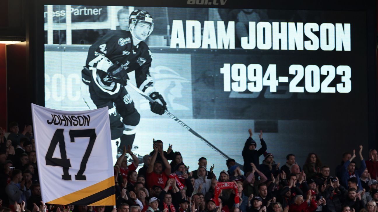 Adam Johnson's UK team retires his jersey number after the American  player's skate-cut death