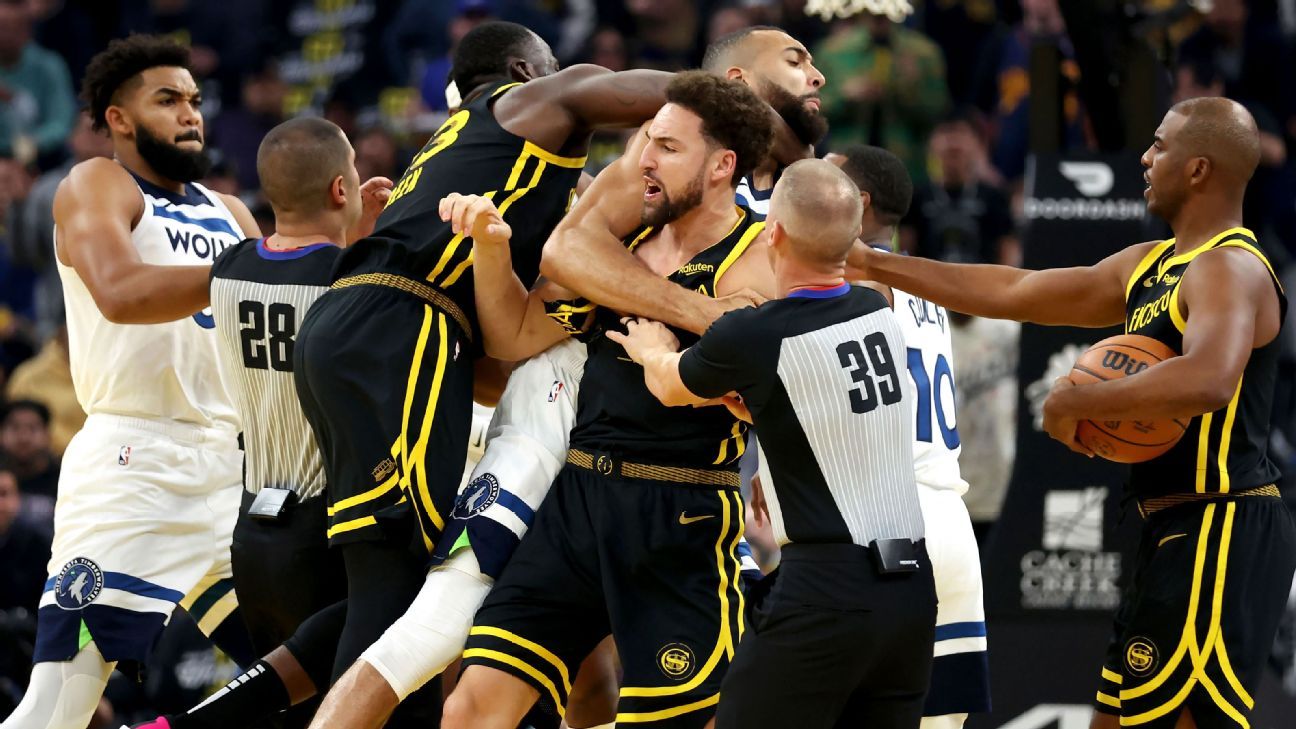 Wolves-Warriors Brawl: Green, Thompson, and McDaniels Ejected