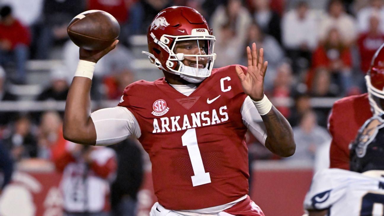 Arkansas QB KJ Jefferson enters portal as grad transfer ESPN