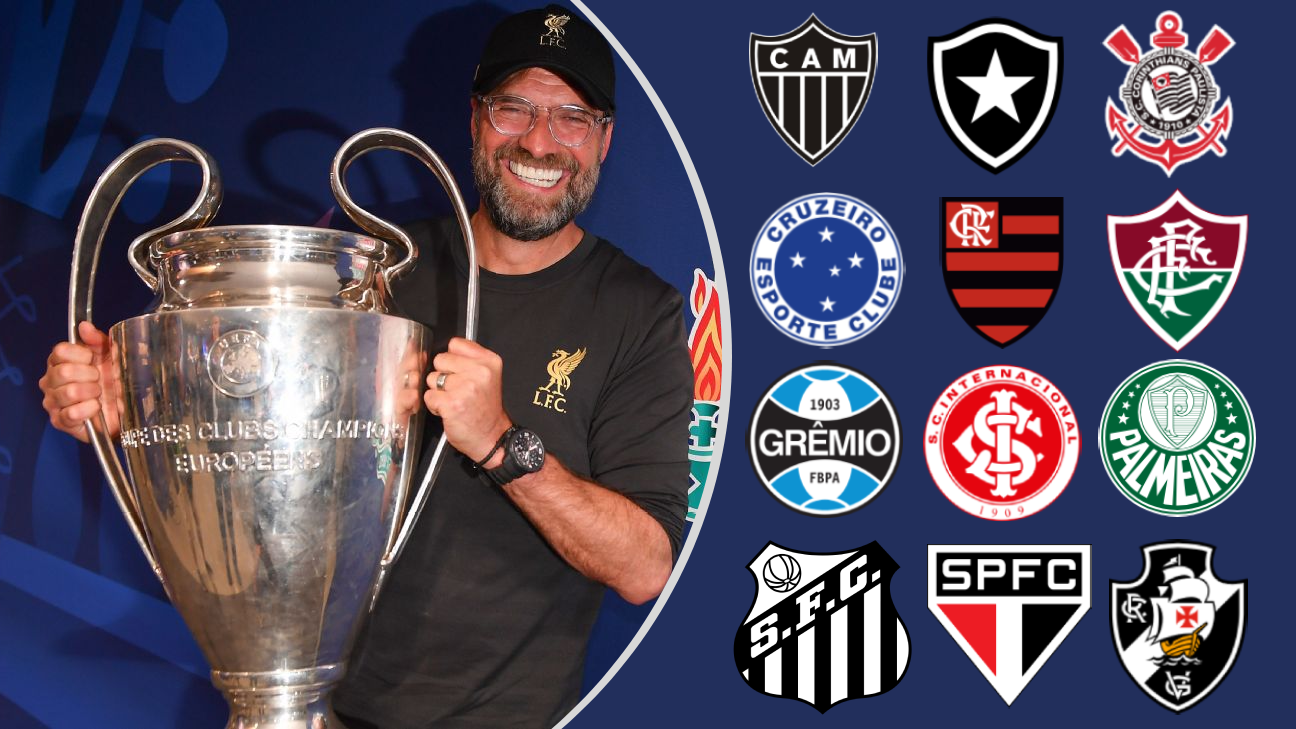 Número de técnicos da era Klopp no Liverpool e líderes no Brasil.