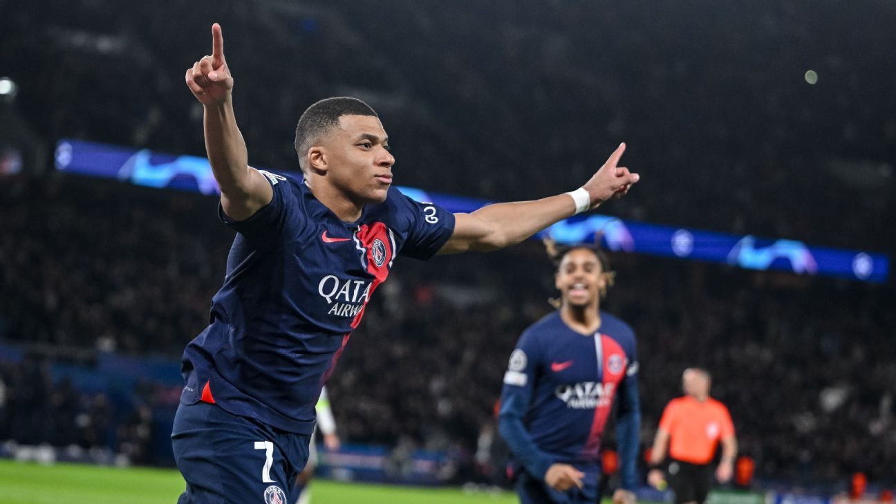 Mbappe's record-creating 10, second behind Messi with 44; Bayern's ...
