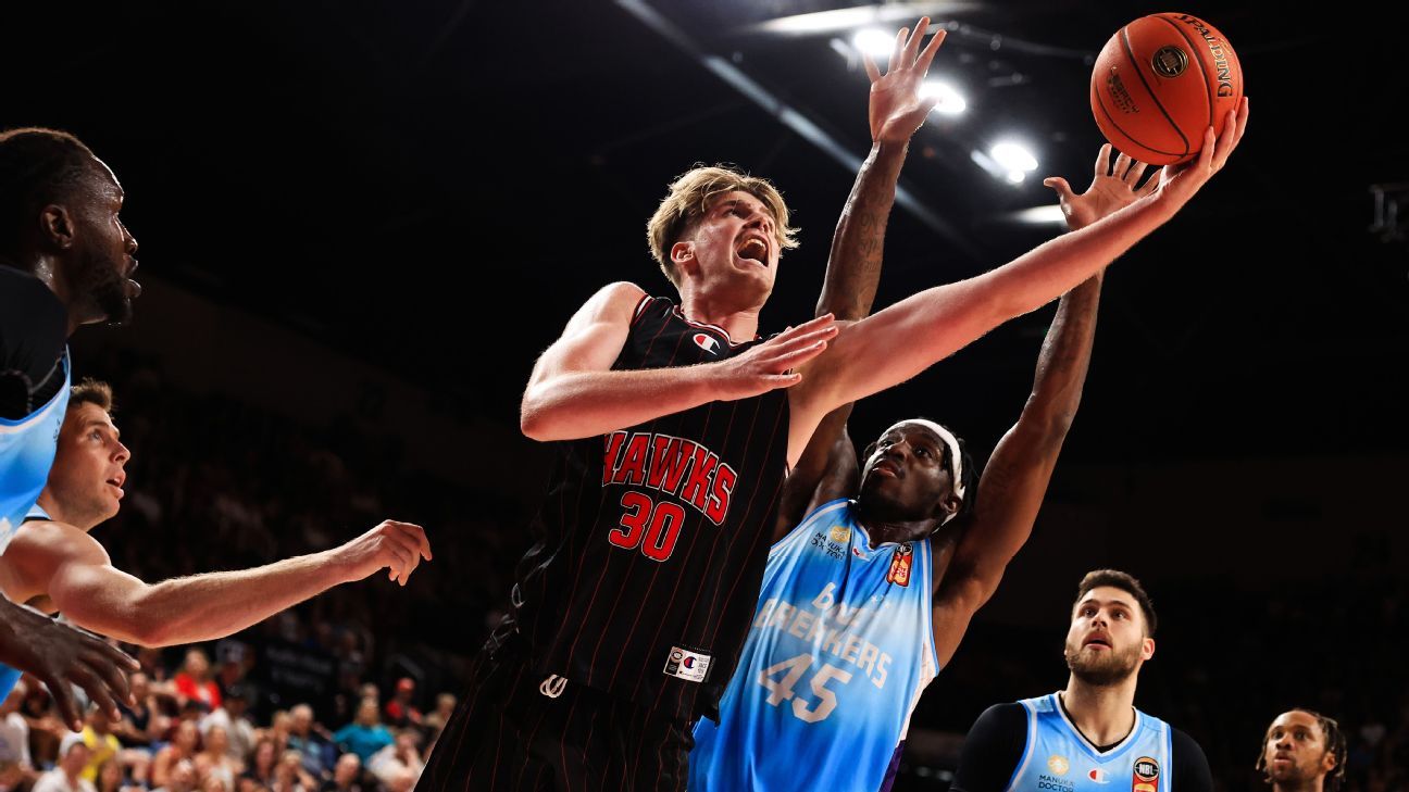 NBL Illawarra Hawks Lachlan Olbrich poised to shoot NBA shot in 2025 ESPN