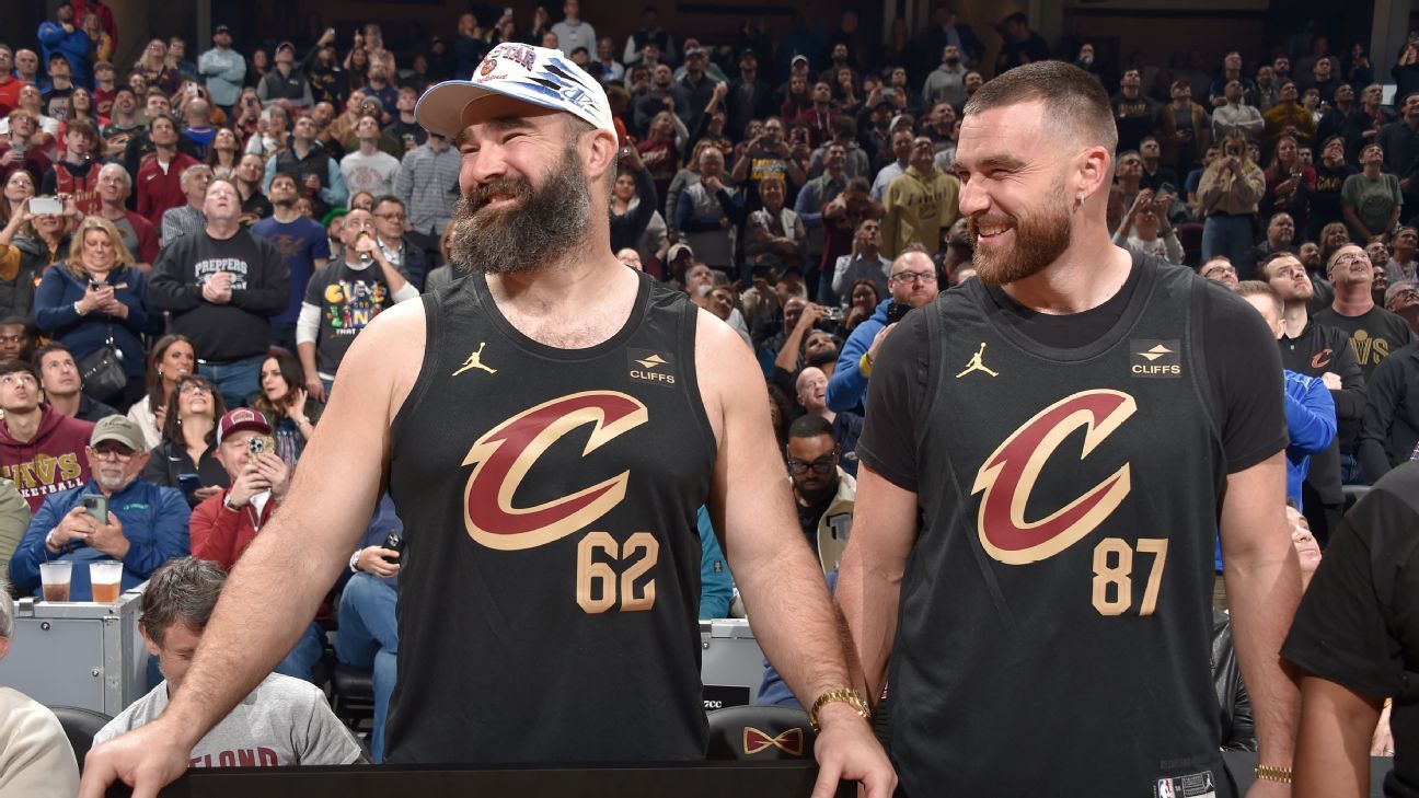 Jason and Travis Kelce attend Cavaliers bobblehead night time