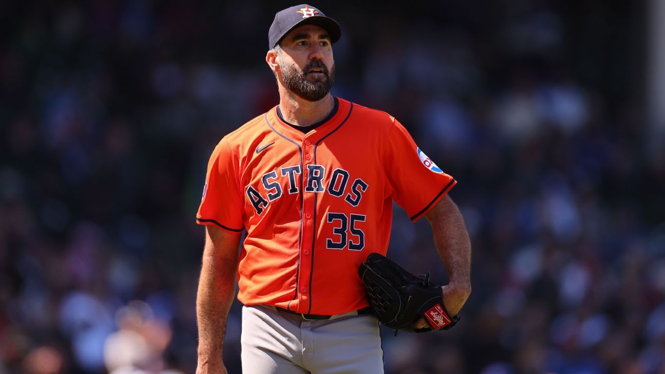 Astros’ Verlander (neck) scratched vs. Tigers