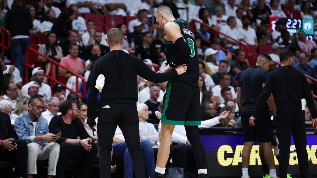 Boston Celtics' Kristaps Porzingis Suffers Right Calf Strain, Expected to Miss Several Games in Eastern Conference Quarterfinals Against Miami Heat