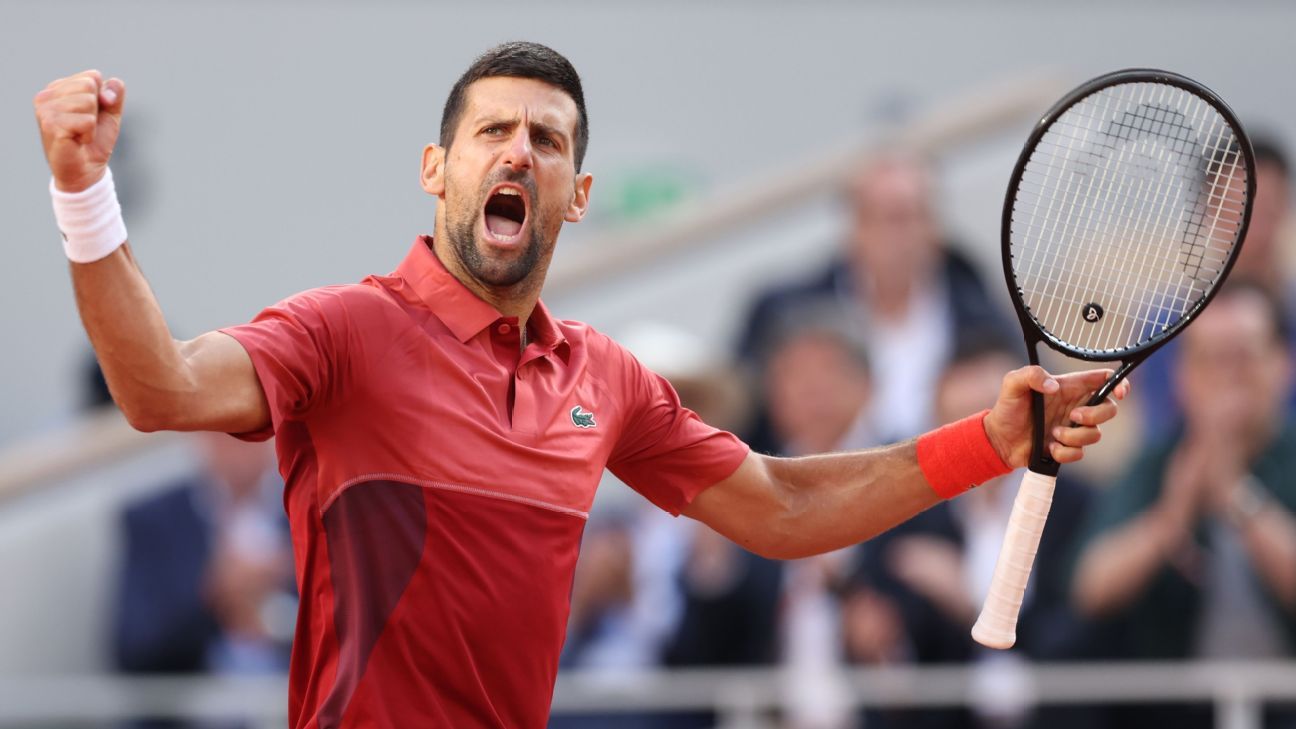 Novak Djokovic gagne en 5 sets à Roland-Garros, incertain de son genou