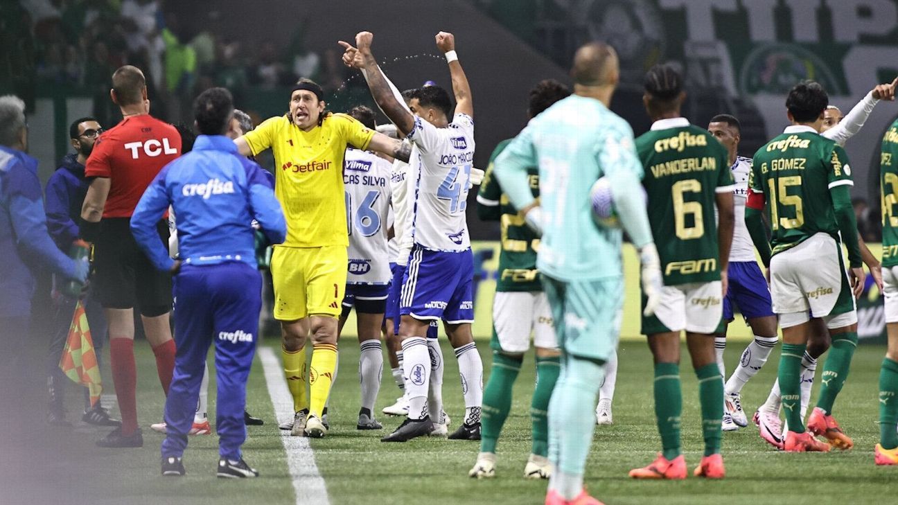 Cruzeiro protesta contra arbitragem e VAR em jogo contra Palmeiras na CBF