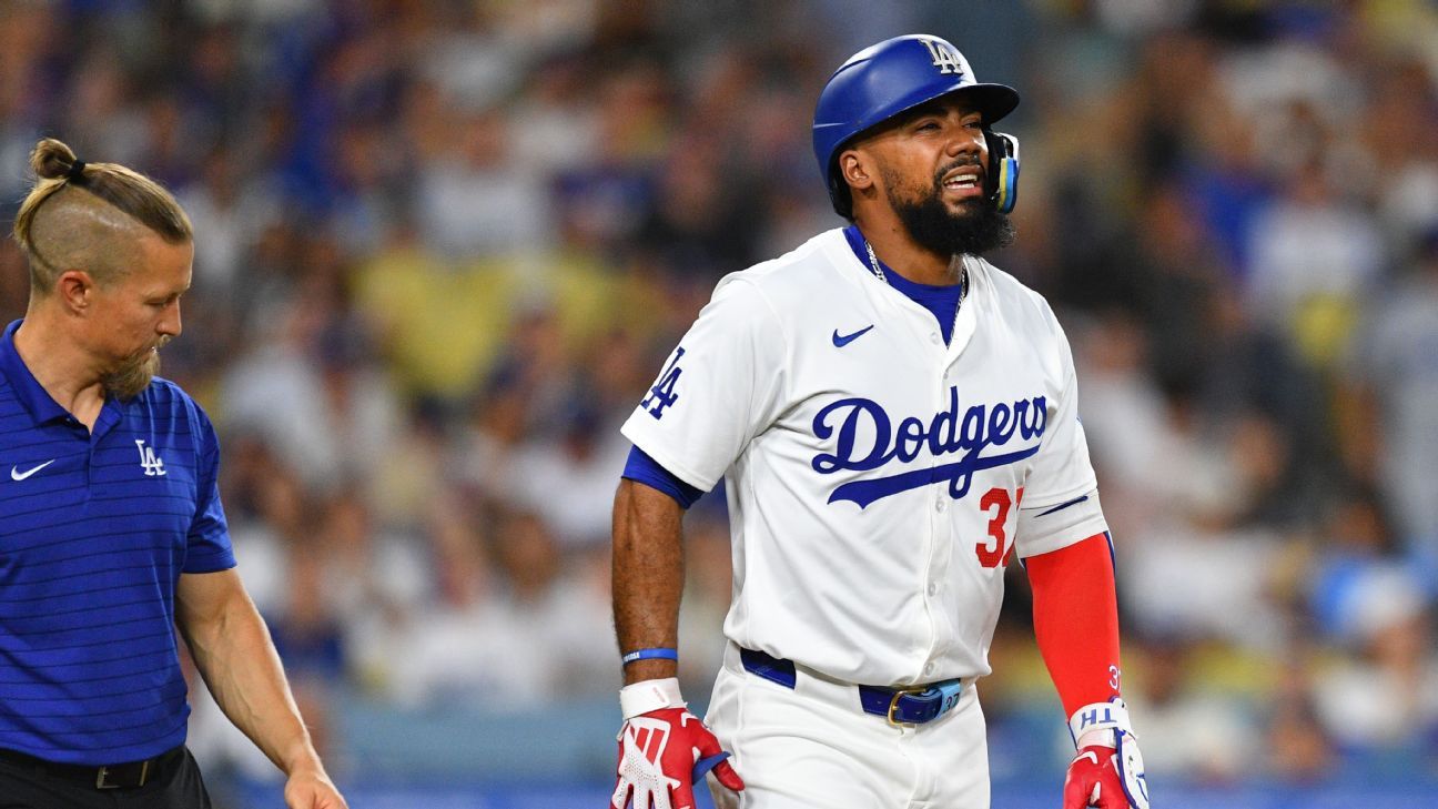 Teoscar Hernandez of the Dodgers hopes to be fit to play on Monday after a moment of shock