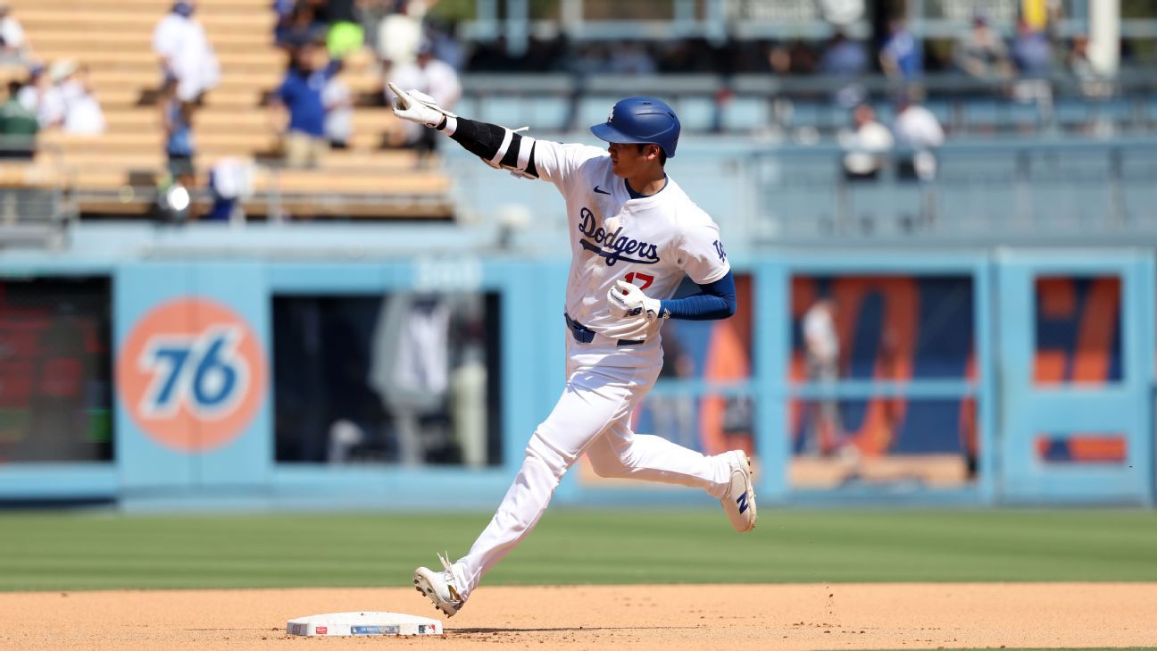 Shohei Ohtani of the Dodgers hits his career high with his 46th home run