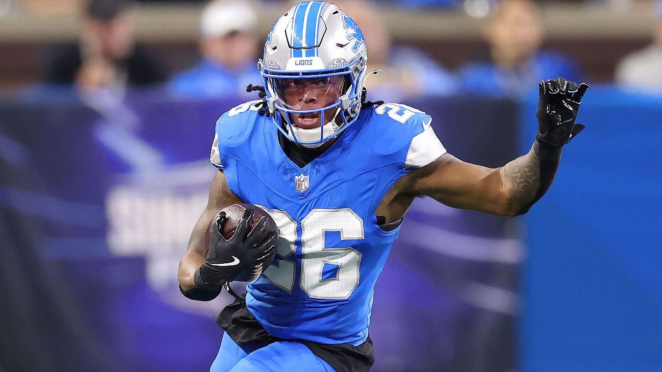 Detroit Lions' Jahmyr Gibbs scores from 1yard out vs. Rams ESPN