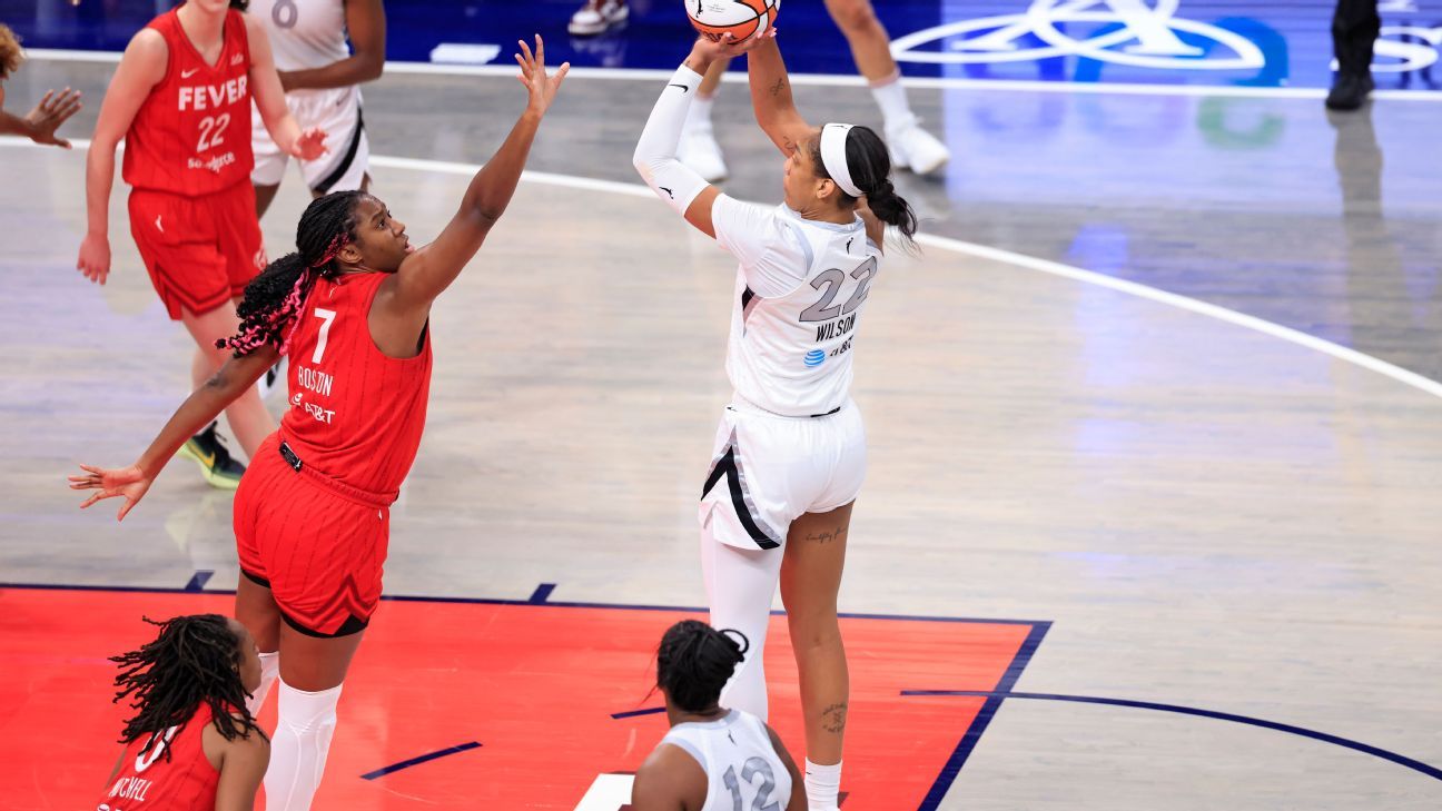 A'ja Wilson of the Aces breaks the WNBA single-season points record