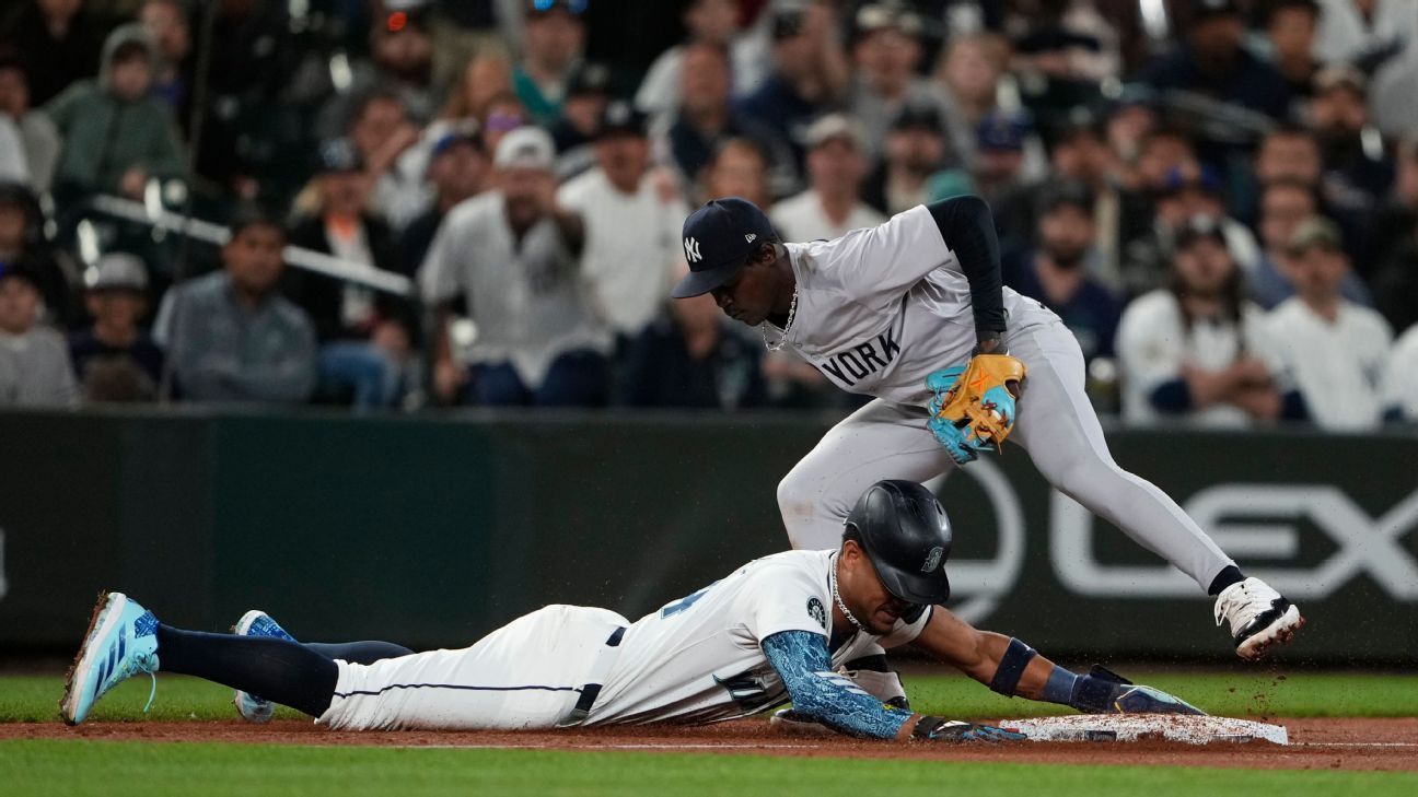 Mariners fall as flying bat and base blunder end Yankees comeback