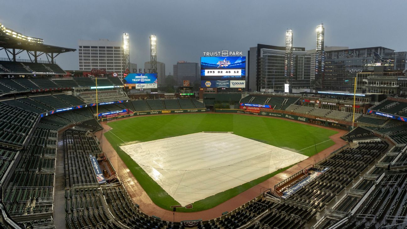 According to the forecast, two games of the Mets against the Braves will be canceled; doubleheader on Monday.