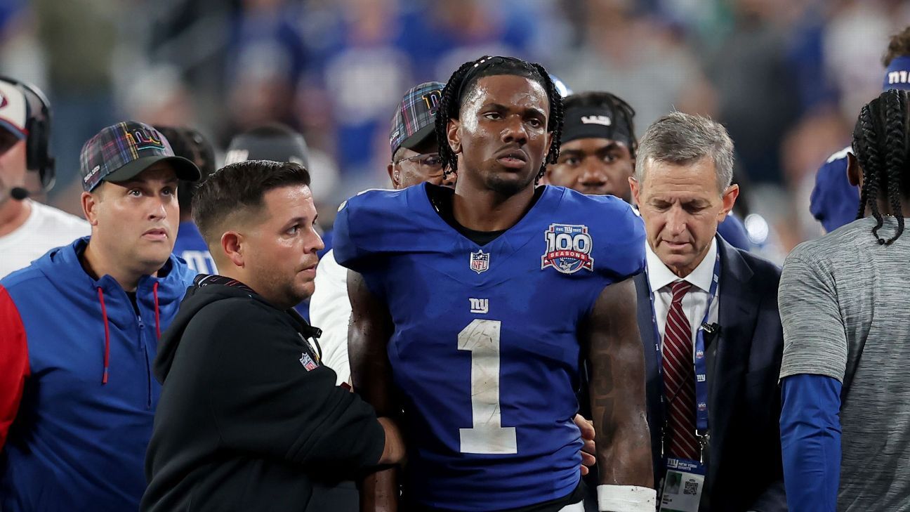 Giants' Malik Nabers sets record, but suffers concussion vs. Cowboys - ESPN