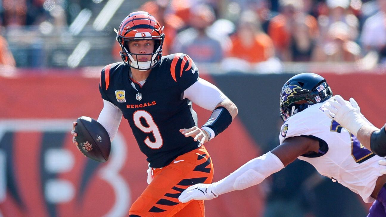 Joe Burrow and Ja’Marr Chase of the Bengals score for a 41-yard TD