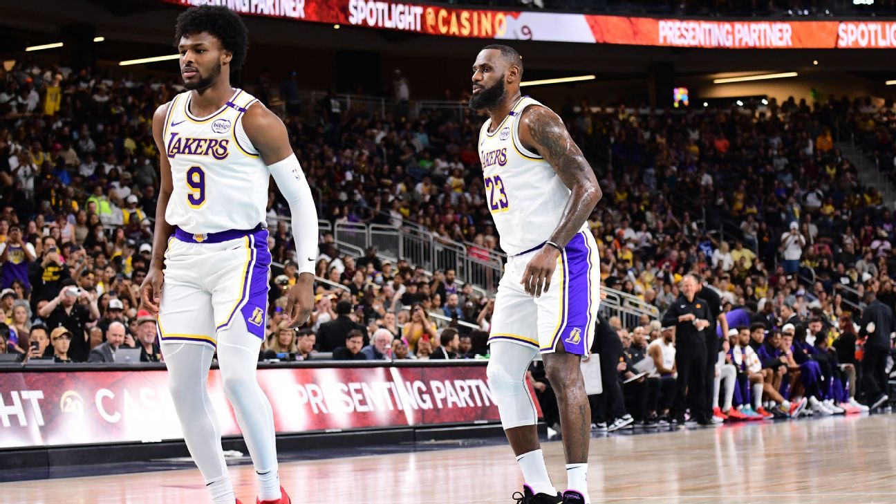 LeBron James and Bronny James share the court for the first time in the NBA