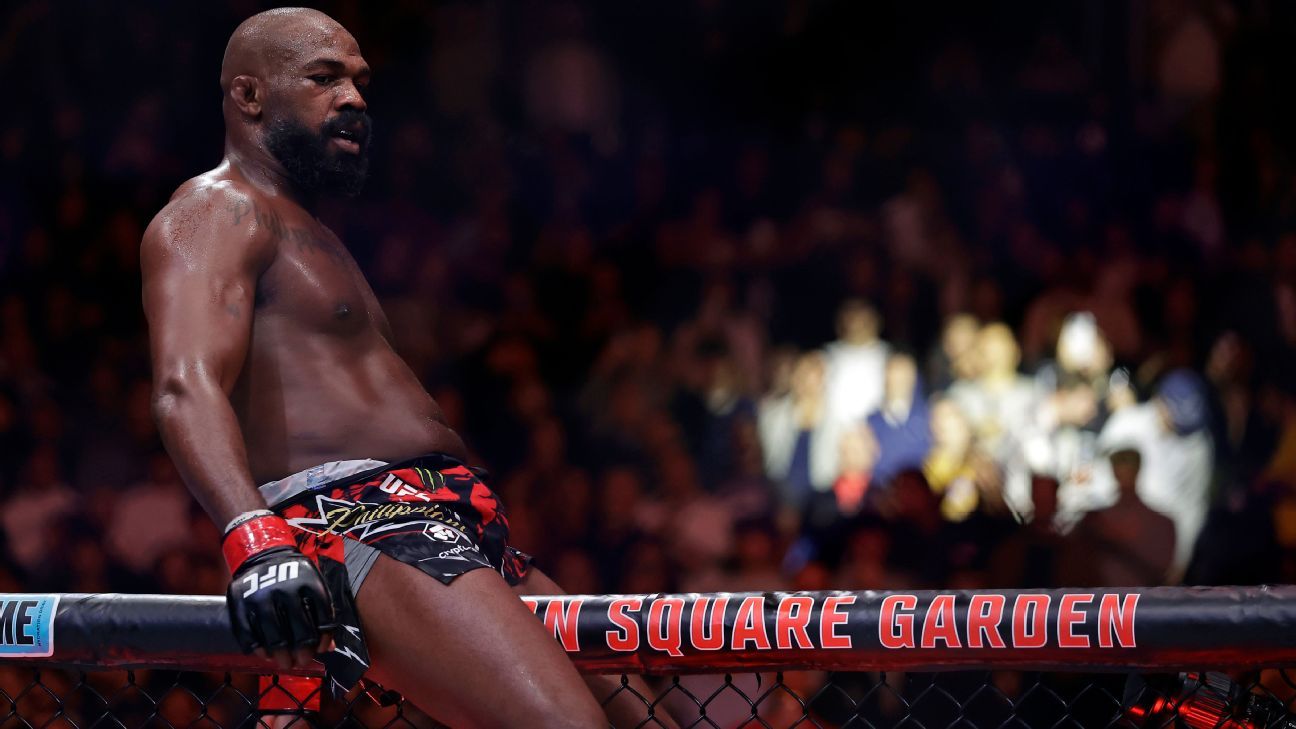 UFC 309 results Jon Jones retains with spinning back kick TKO over Stipe Miocic ESPN