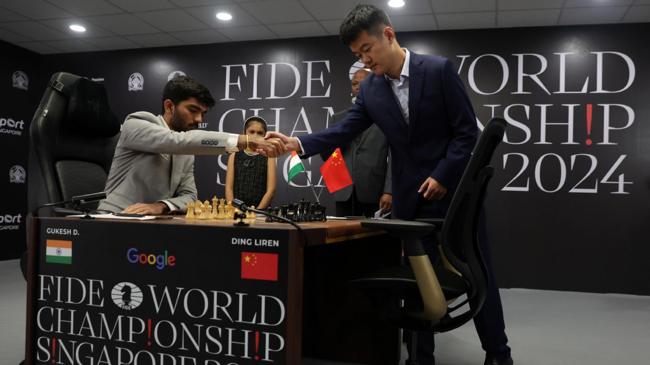 Chess World Championship Ding Liren beats Gukesh with commanding display in game 1 ESPN