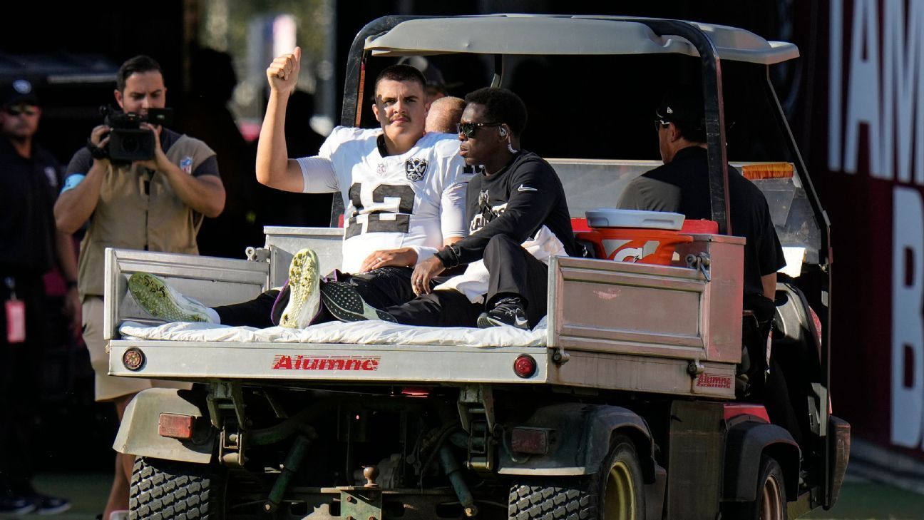 Source - Raiders QB Aidan O'Connell has knee bone bruise - ESPN