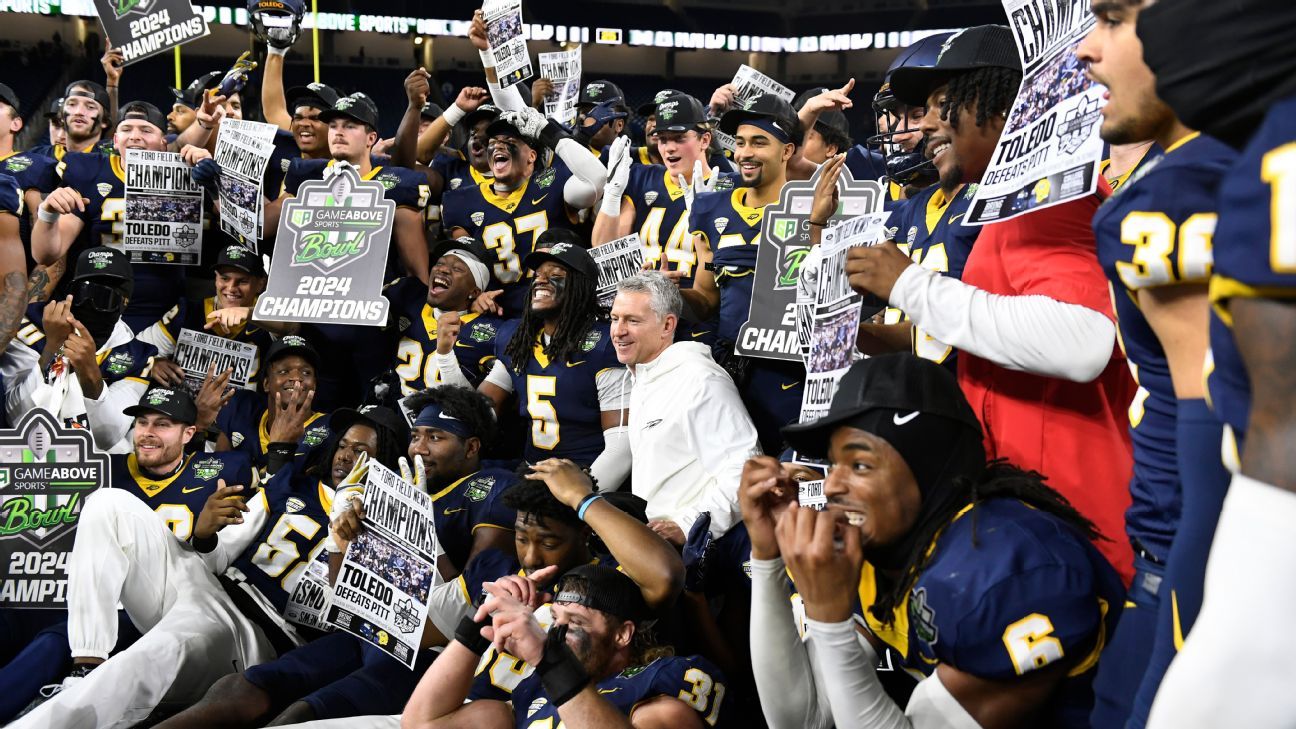 Toledo outlasts Pittsburgh in bowl-record six OTs