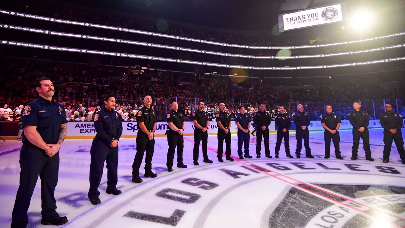 Kings honor firefighters, first responders after L.A. fires - ESPN