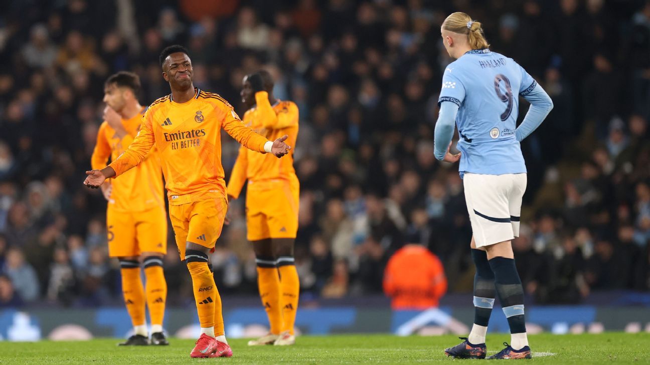 Real Madrid estraga noite de Haaland, vence City nos acréscimos com brilho de Vinicius Jr. e sai na frente nos playoffs