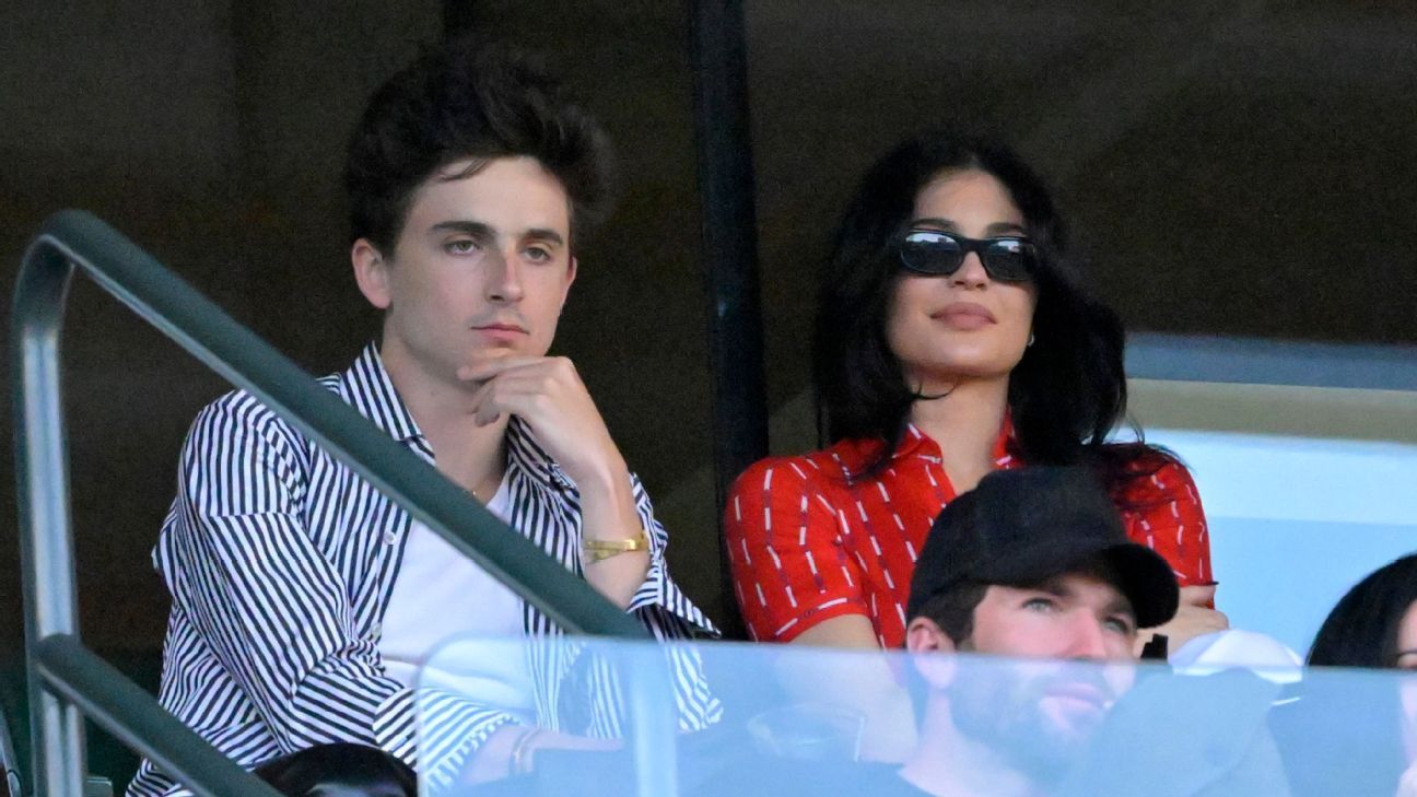 Timothée Chalamet, Kylie and Kendall Jenner attend BNP Paribas Open third round